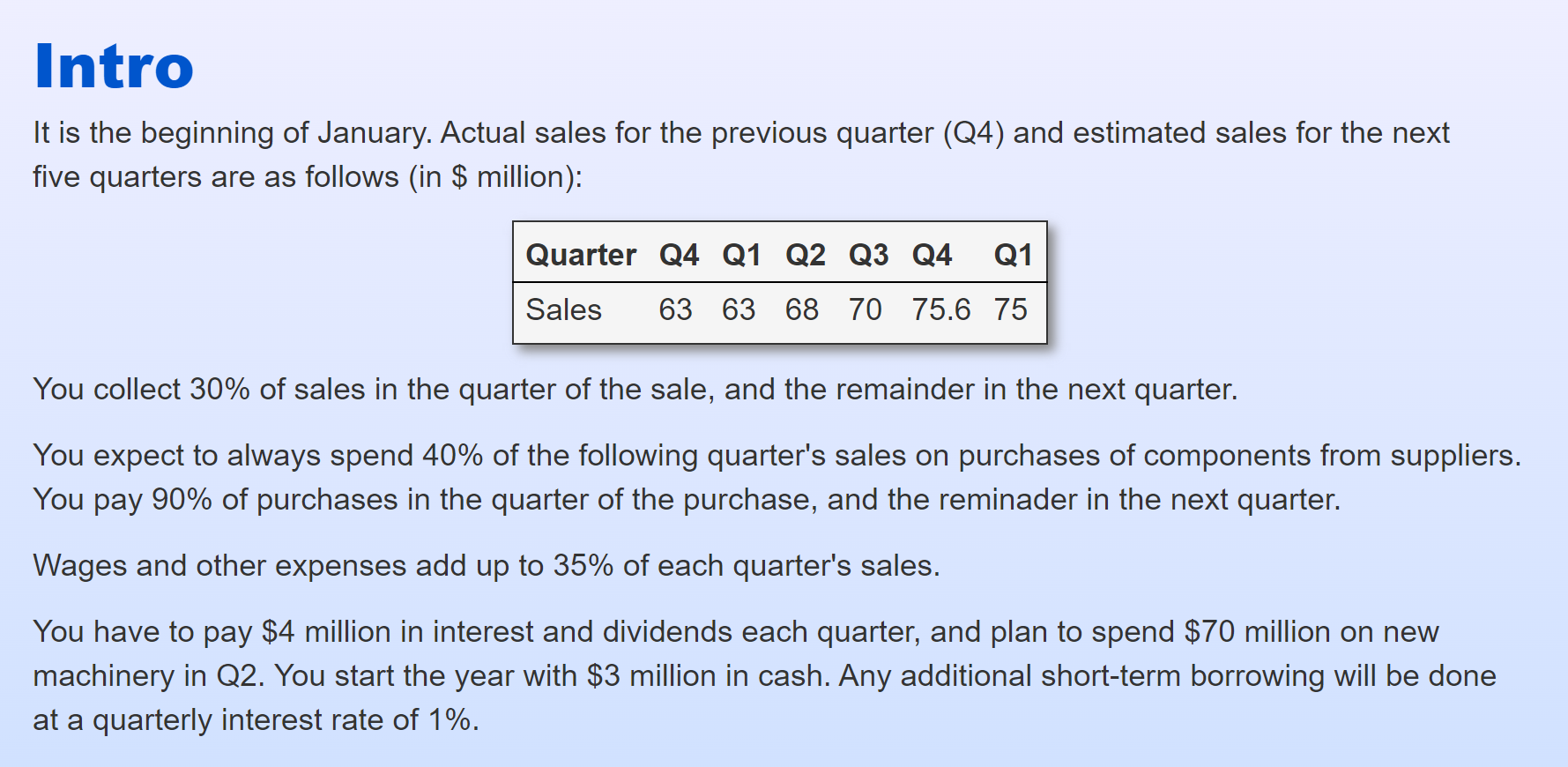 Add a worksheet "Collections" to the spreadsheet and some rows showing