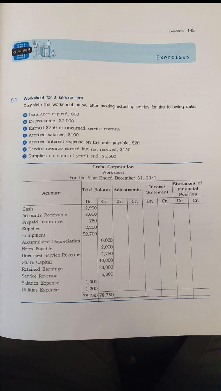  Exercises 145 21 CHAPTER 5 Exercises 5.1 Worksheet for a service