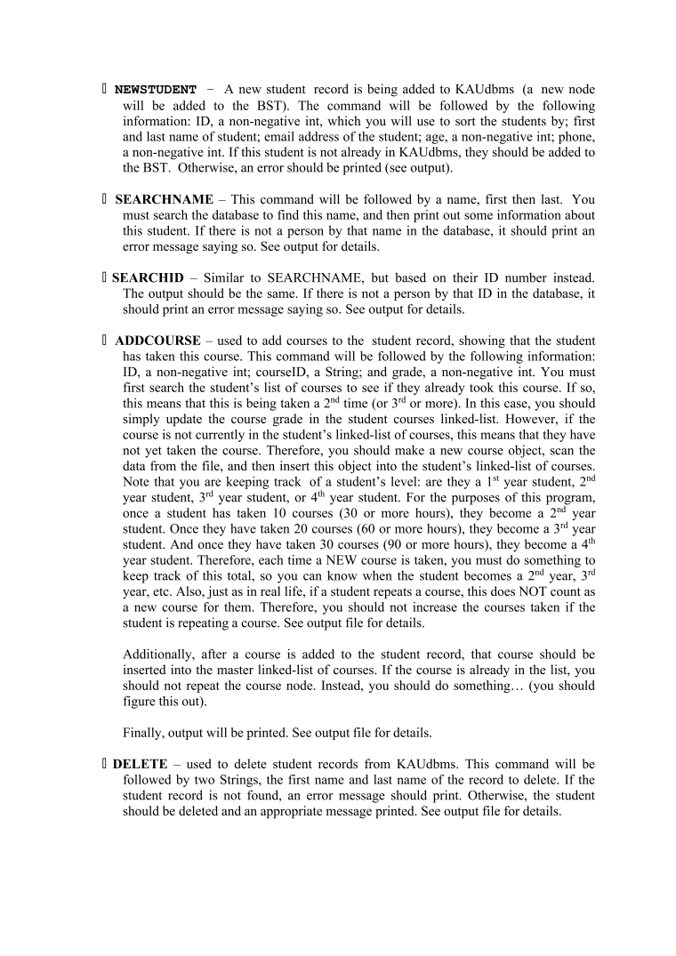 a very basic Database Management System for KAU (KAUdbms). Your KAUdatabase system