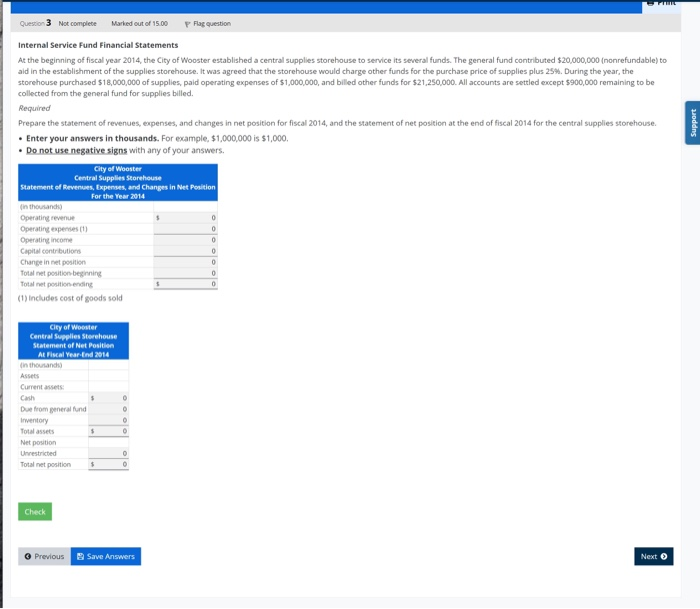 Service Fund Financial Statements At the beginning of fiscal year 2014, the