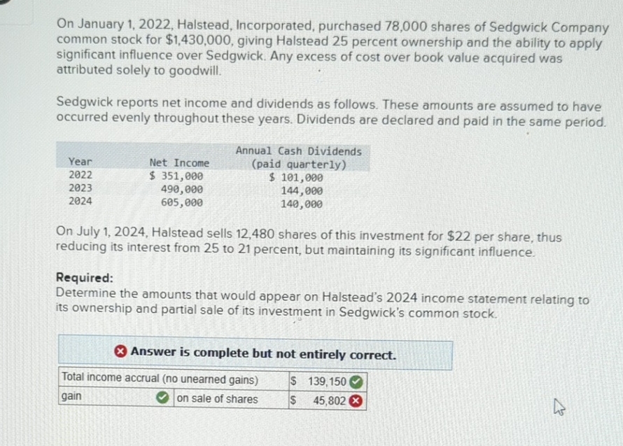  ***Need the answer to gains. Answer is NOT $45,801.60 On January