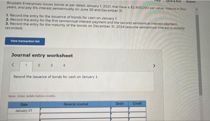  Brussels Enterprises issues bonds at par dated January 1, 2021, that