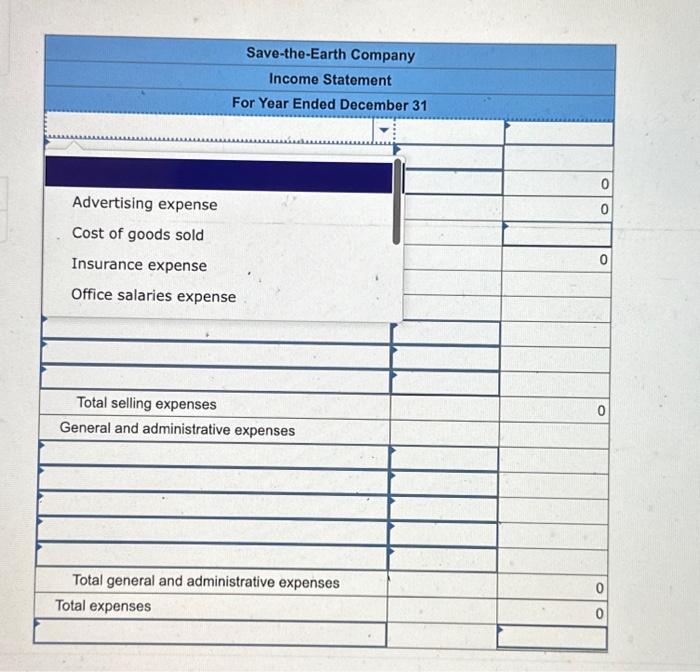 Preparing a multiple-step income statement LO P4 Save-the-Earth Company reports the following