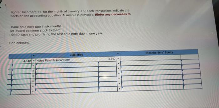the transactions of Spotlighter, Incorporated, for the month of January. For each