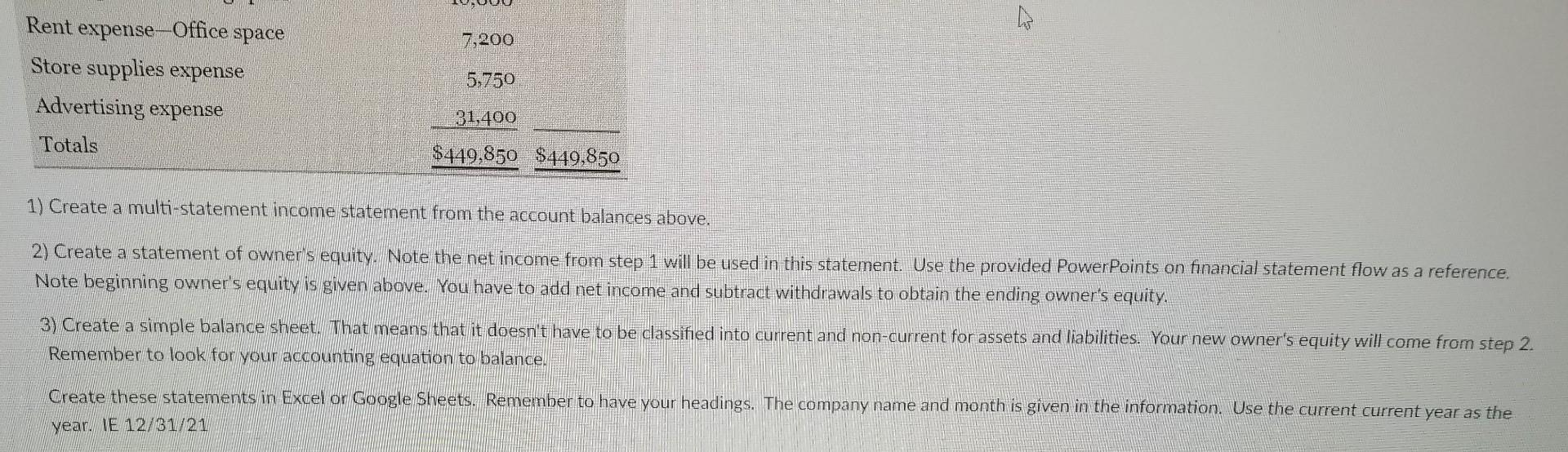 balance sheet from the following information. Be sure to study the Power