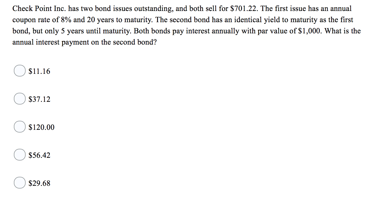 Check Point Inc. has two bond issues outstanding, and both sell