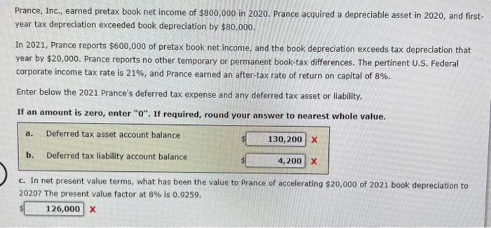  Please answer this question. Prance, Inc., earned pretax book net income
