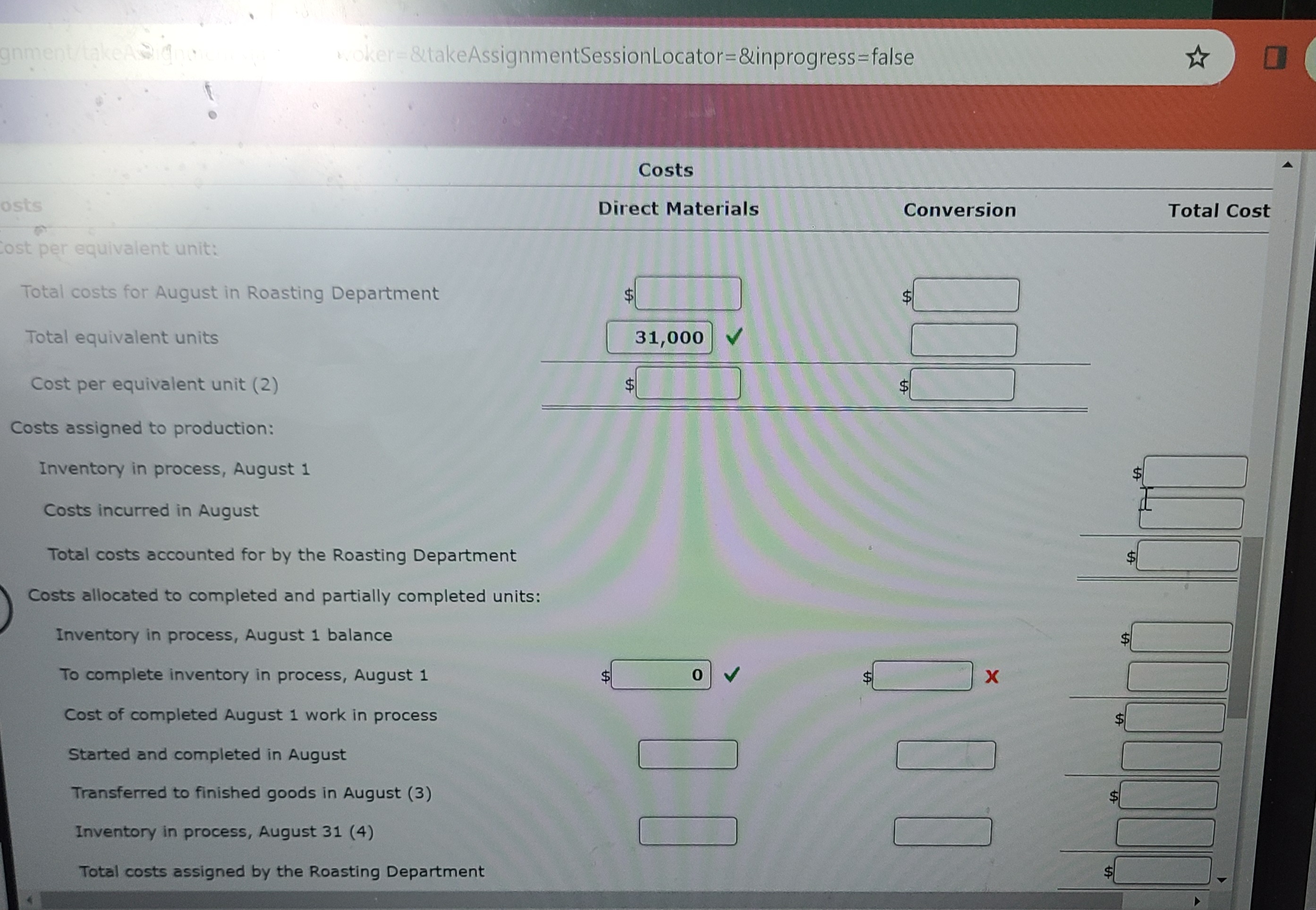 partially completed units: b. Compute and evaluate the change in cost per
