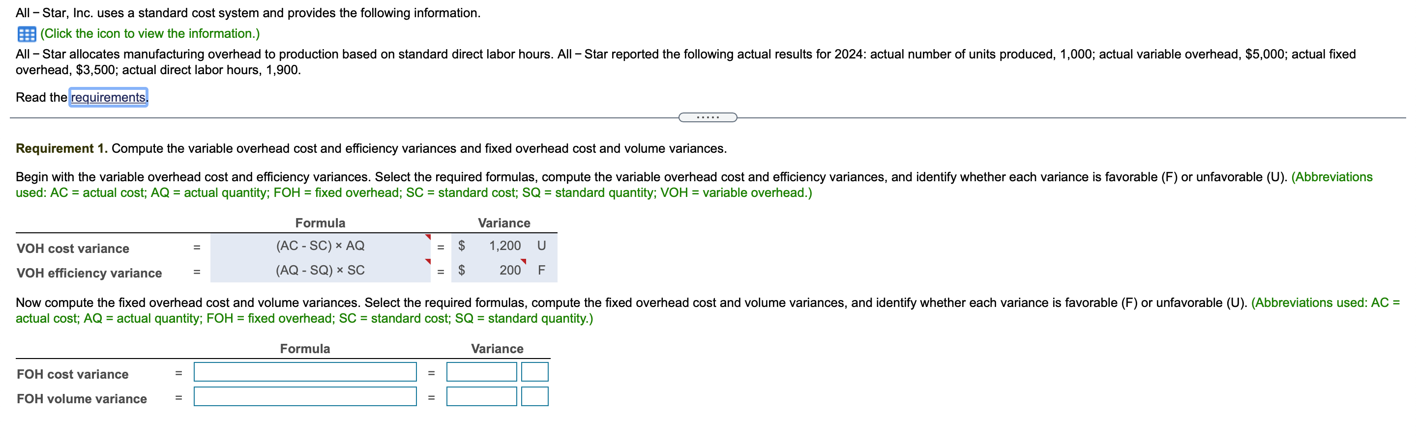 budget number of units Standard direct labor hours 575 units 2 hours