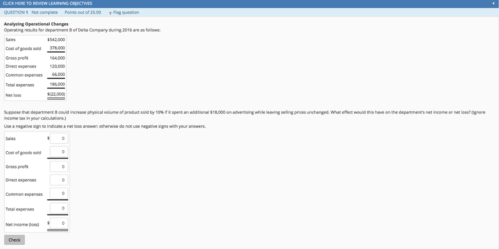 CLICK HERE TO REVIEW LEARNING OBJECTIVES QUESTION 1 Not complete Points