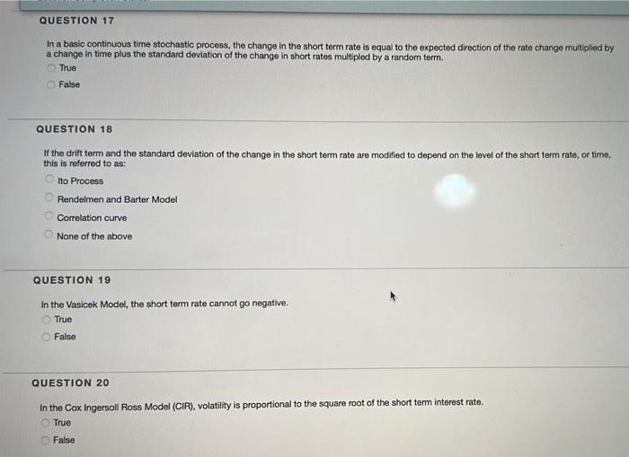  In a basic continuous time stochastic process, the change in the