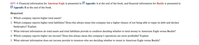  AP1-4 Financial information for American Eagle is presented in Appendix A