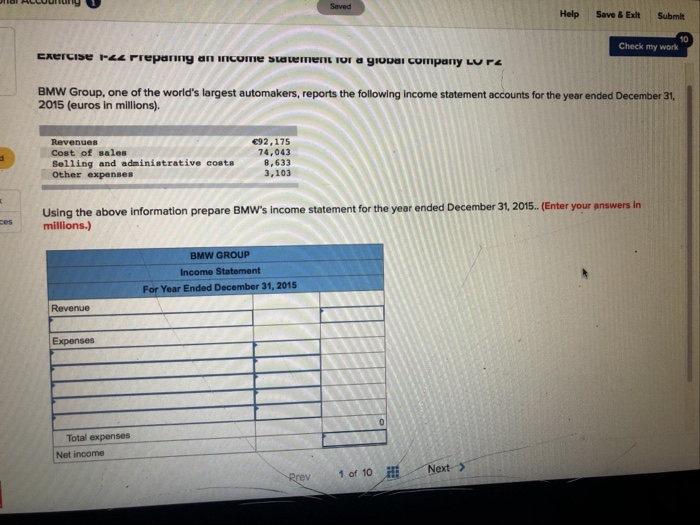  Saved Help Save& Exit Submlt 10 Check my work BMW Group,