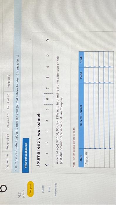 to prepare your journal entries for Year 2 transactions. Wrote off the