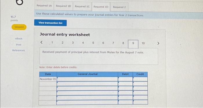 2 transactions: Accepted a(n) $7,650,90-day, 12% note in granting a time extension