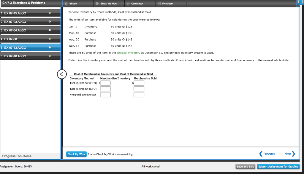 Ch 7-3 Exercises & Problems Show Me How Calculator eBook Print