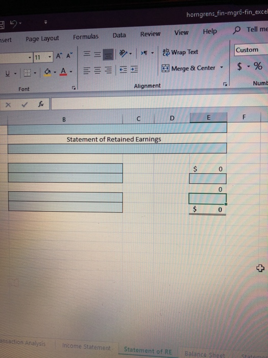that occurred during November appear belo Requirements 1. Use Excel to prepare