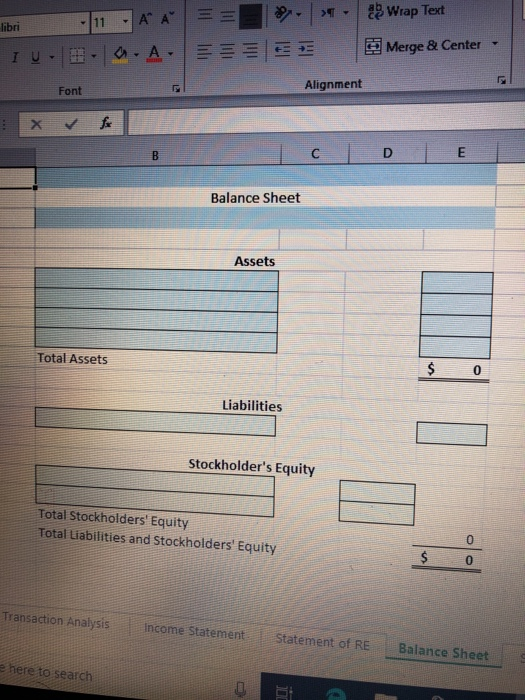 a transaction analysis of the nine transactions. Use the blue shaded areas