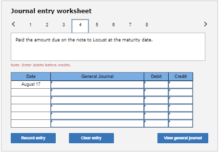 for accrued interest on the note to Fargo Bank. Note: Enter debits
