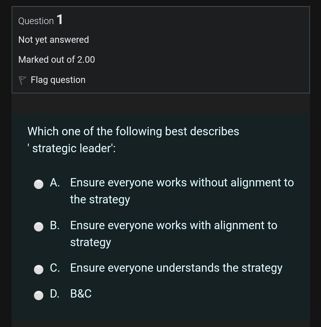  Choose the correct answer without explanation Question 1 Not yet answered