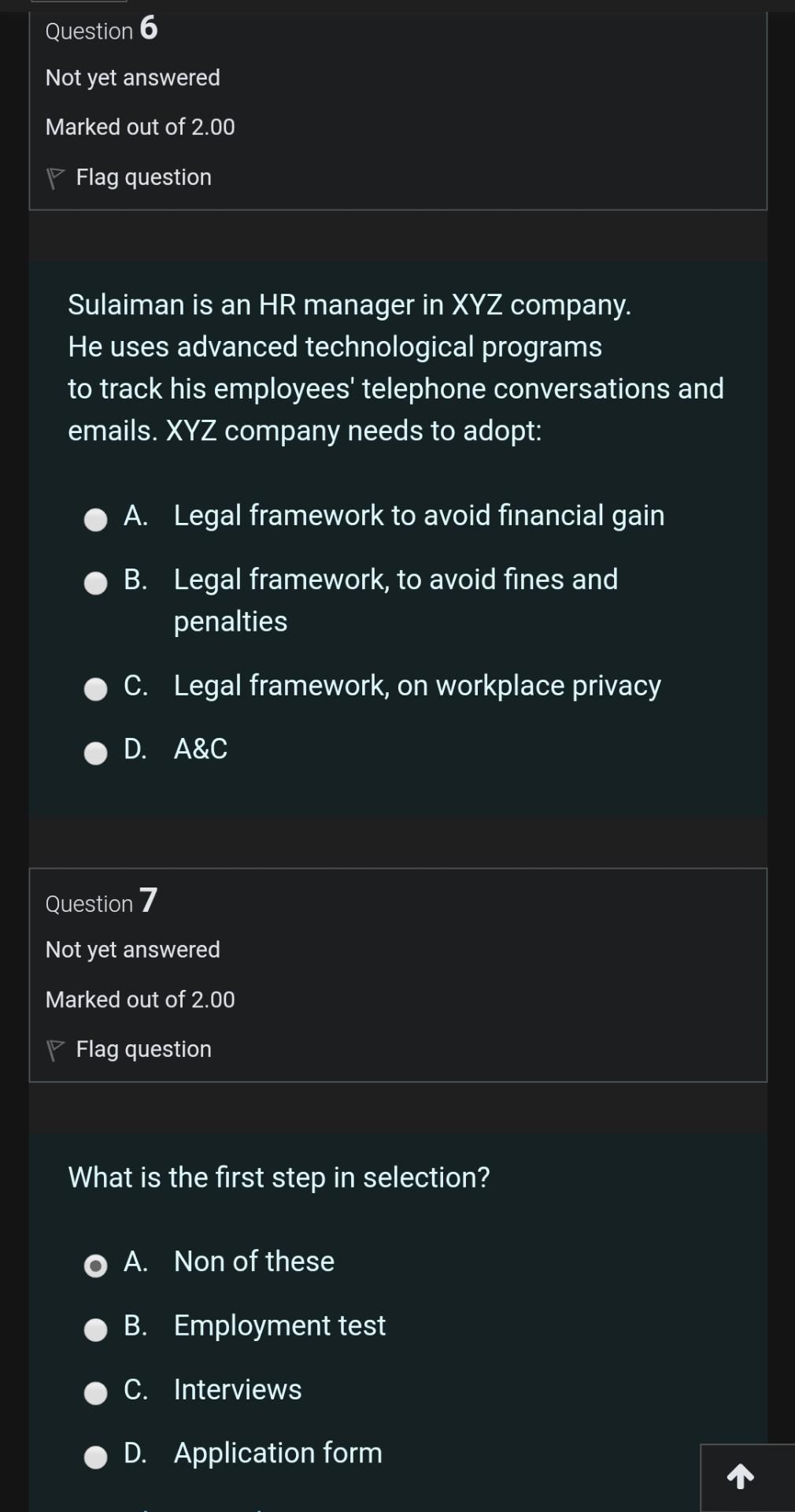 out of 2.00 Flag question Represents a mix of investment among alternative