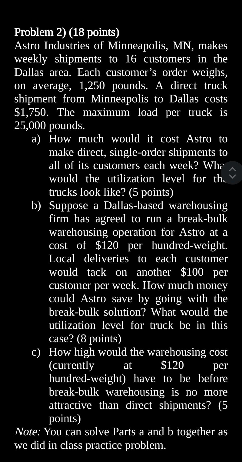  please show all work Problem 2) (18 points) Astro Industries of