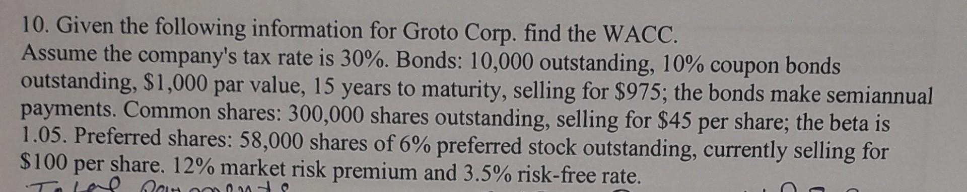  do manually not by excel 10. Given the following information for