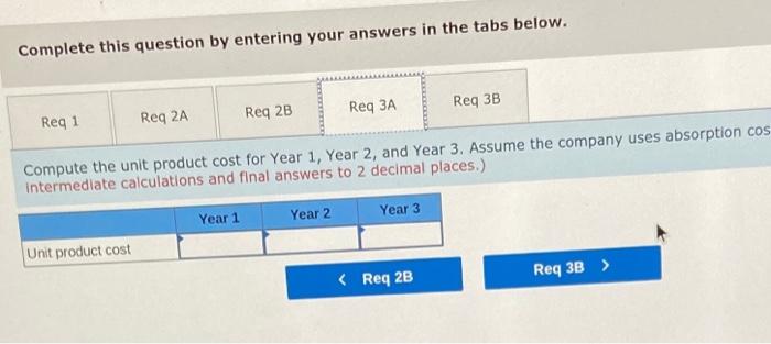 product. The following information pertains to each of the company's first three