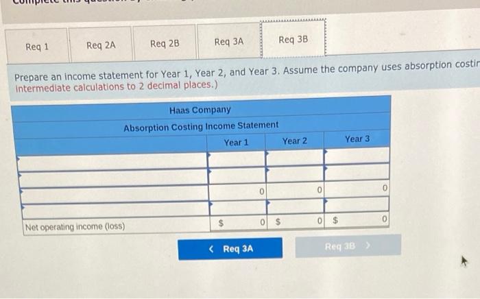 years of operations Variable costs per unit: Manufacturing: Direct materials $20 Direct