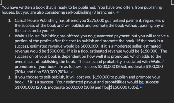 please help me made the decision tree by excel or word in