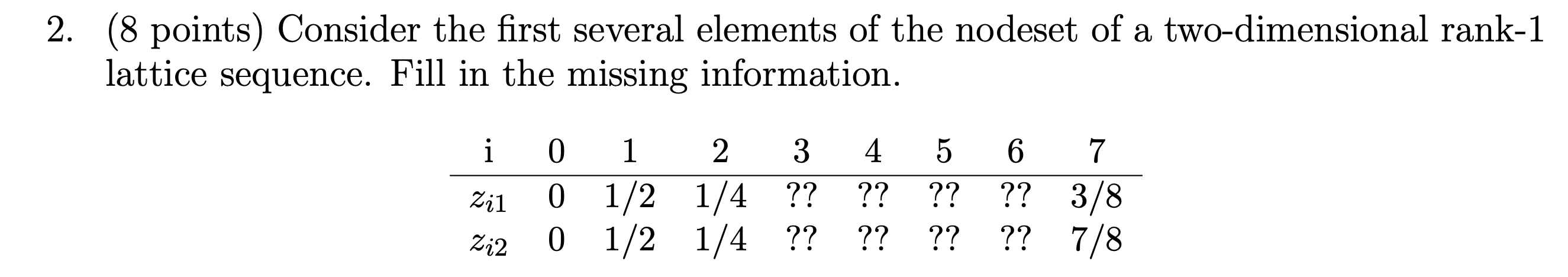  (8 points) Consider the first several elements of the nodeset of