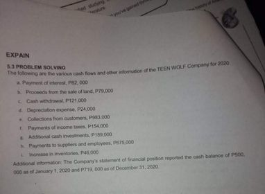 PREPARE CASH FLOW STATEMENT BY USING DIRECT METHOD EXPAIN 33 PROBLEM SOLVING