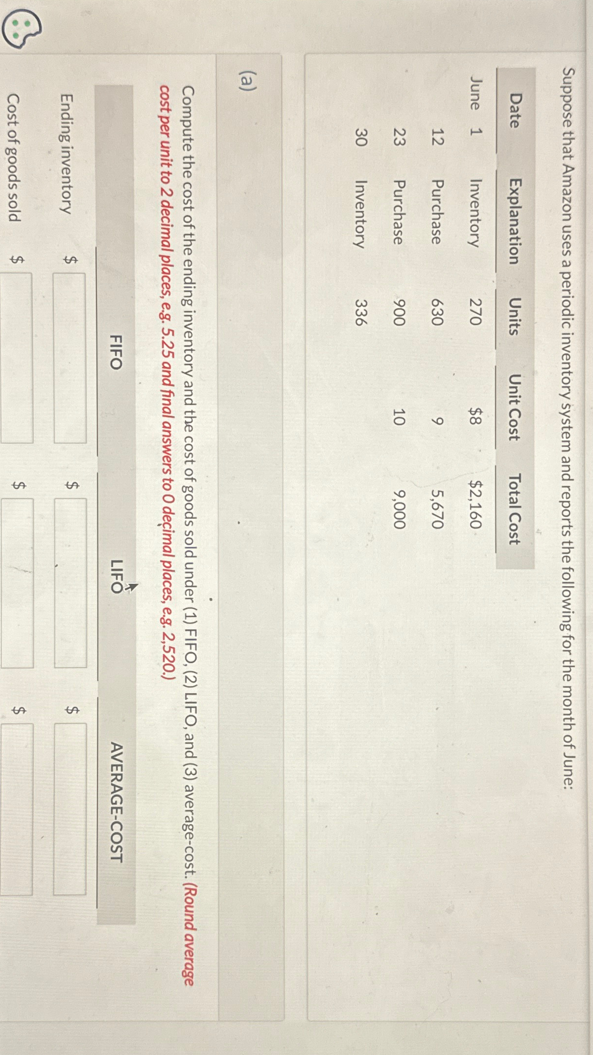  Suppose that Amazon uses a periodic inventory system and reports the