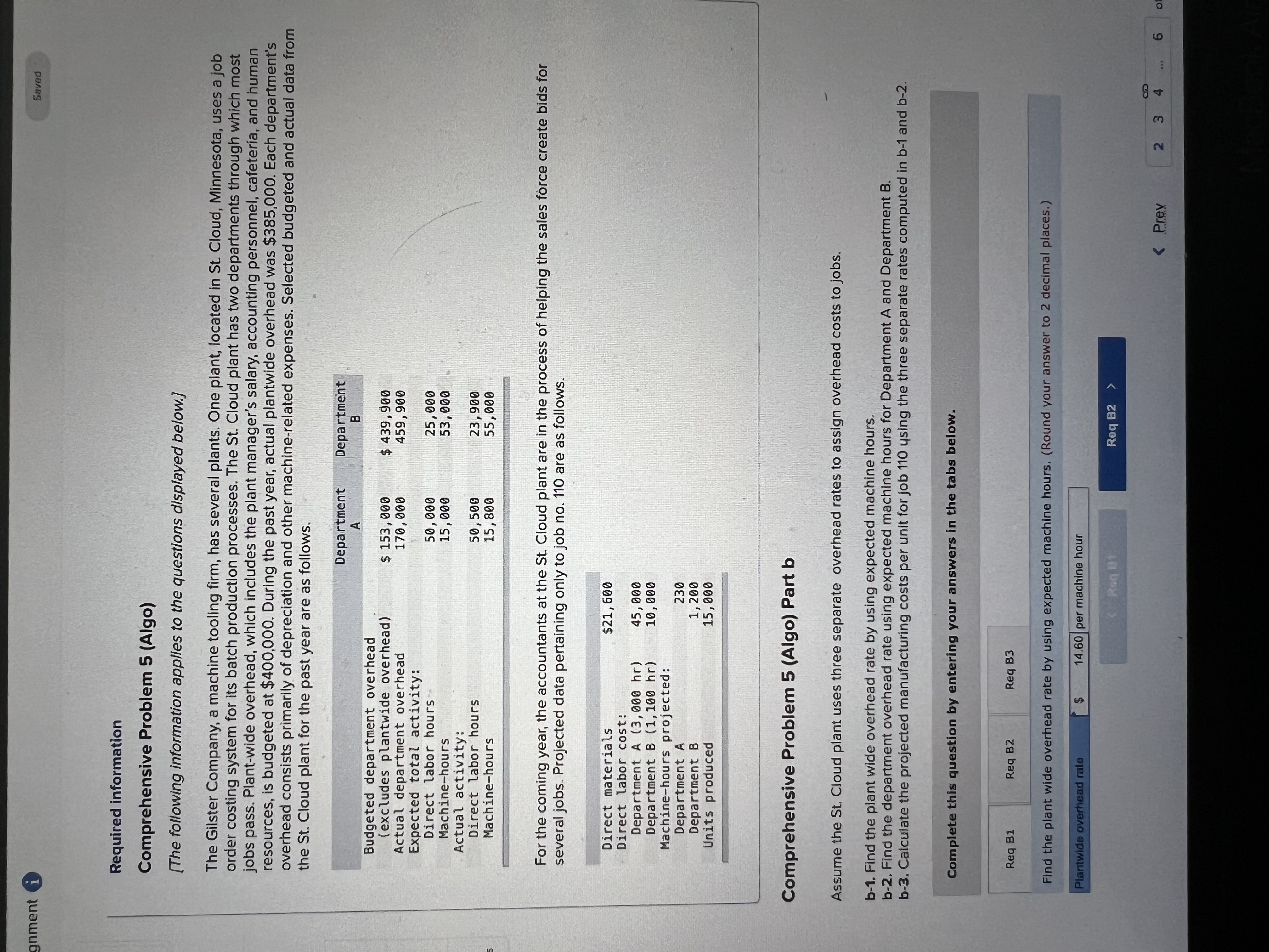  gnment (i) Required information Comprehensive Problem 5(Algo) [The following information applies