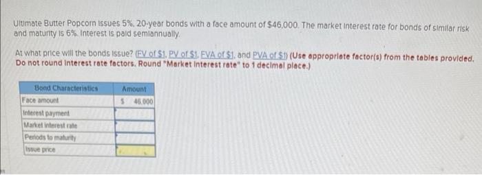  Ultimate Butter Popcorn issues 5%, 20-year bonds with a face amount