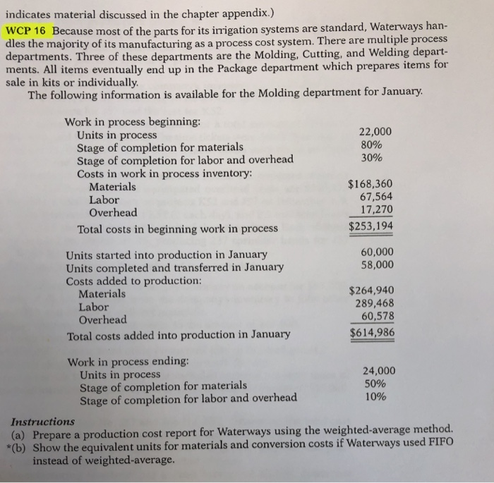  indicates material discussed in the chapter appendix.) WCP 16 Because most