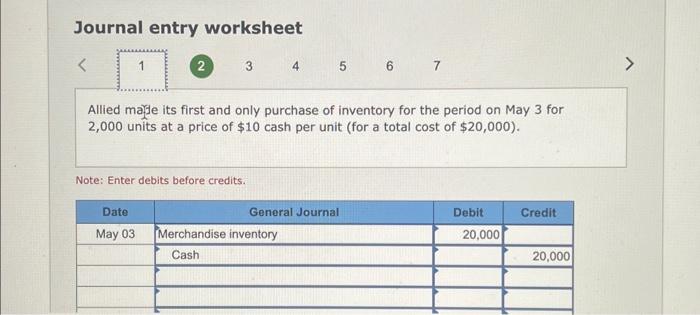 Allied maje its first and only purchase of inventory for the period