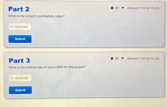 following series of cash flow from assets (in \$ million): The required