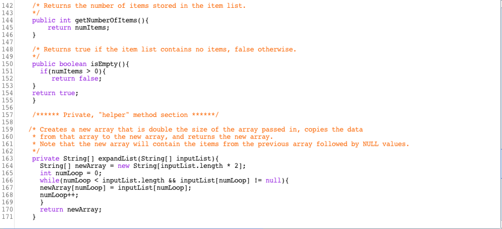 /* This class encapsulates a list of user-defined items that should be