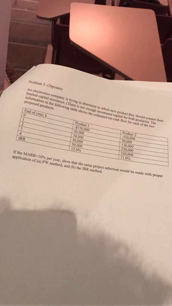  Problem 5. (20points) An electronics company is trying to determine to