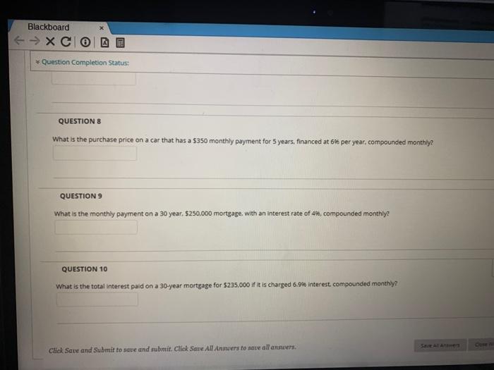  please show work Blackboard 4 XCO Question Completion Status: QUESTIONS What