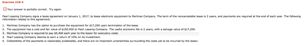  Exercise 21 B-4 Your answer is partially correct. Try again. Pearl