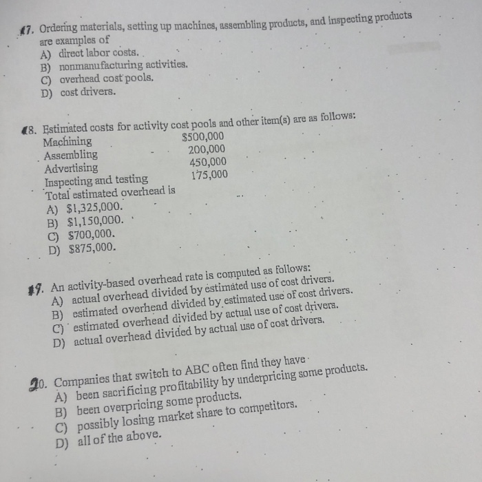  17. Ordering materials, setting up machines, assembling products, and inspecting products