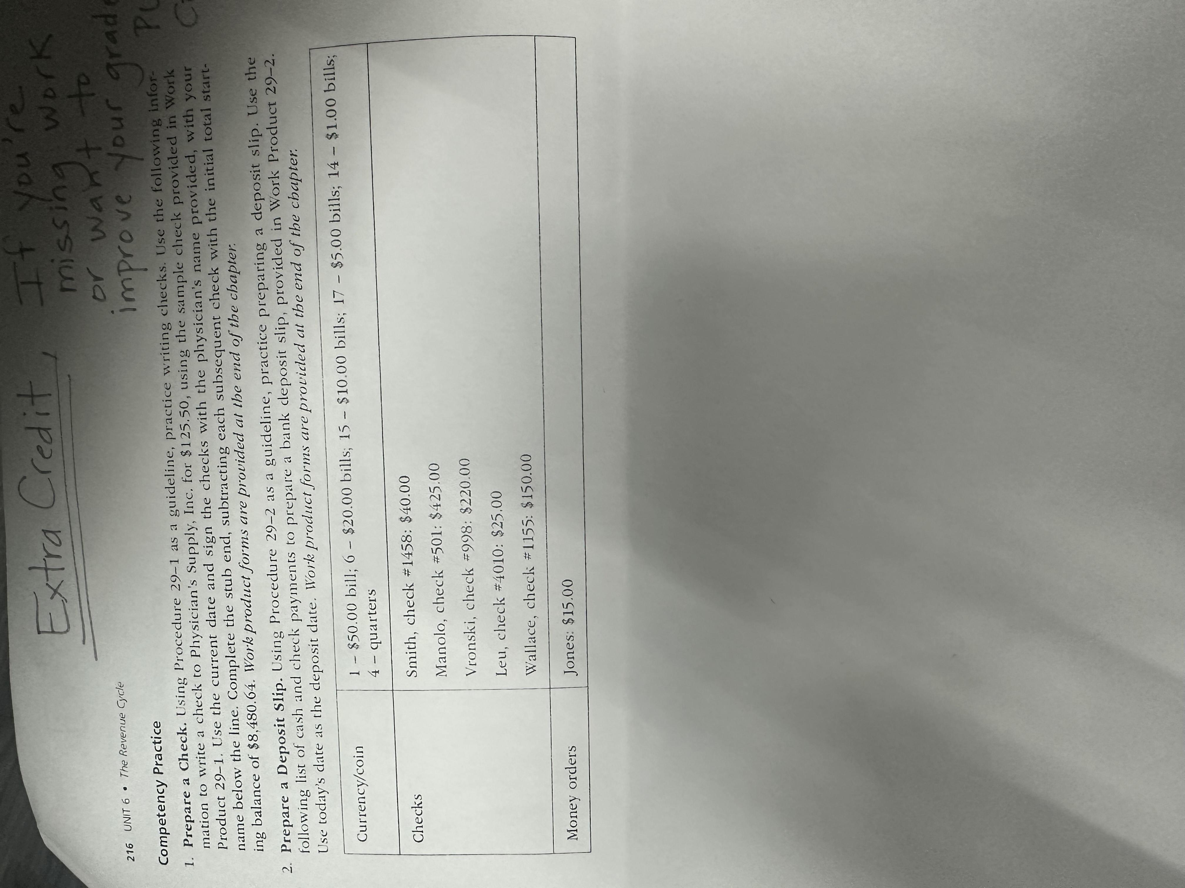 Only question two please Competency Practice 1. Prepare a Check. Using Procedure
