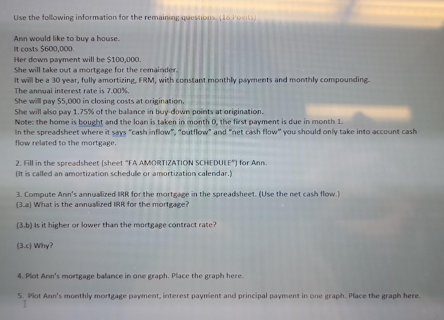 please use the excal sheet to anwer this question Use the