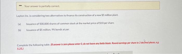 , do not leave any fields blank. Round earnings per share to