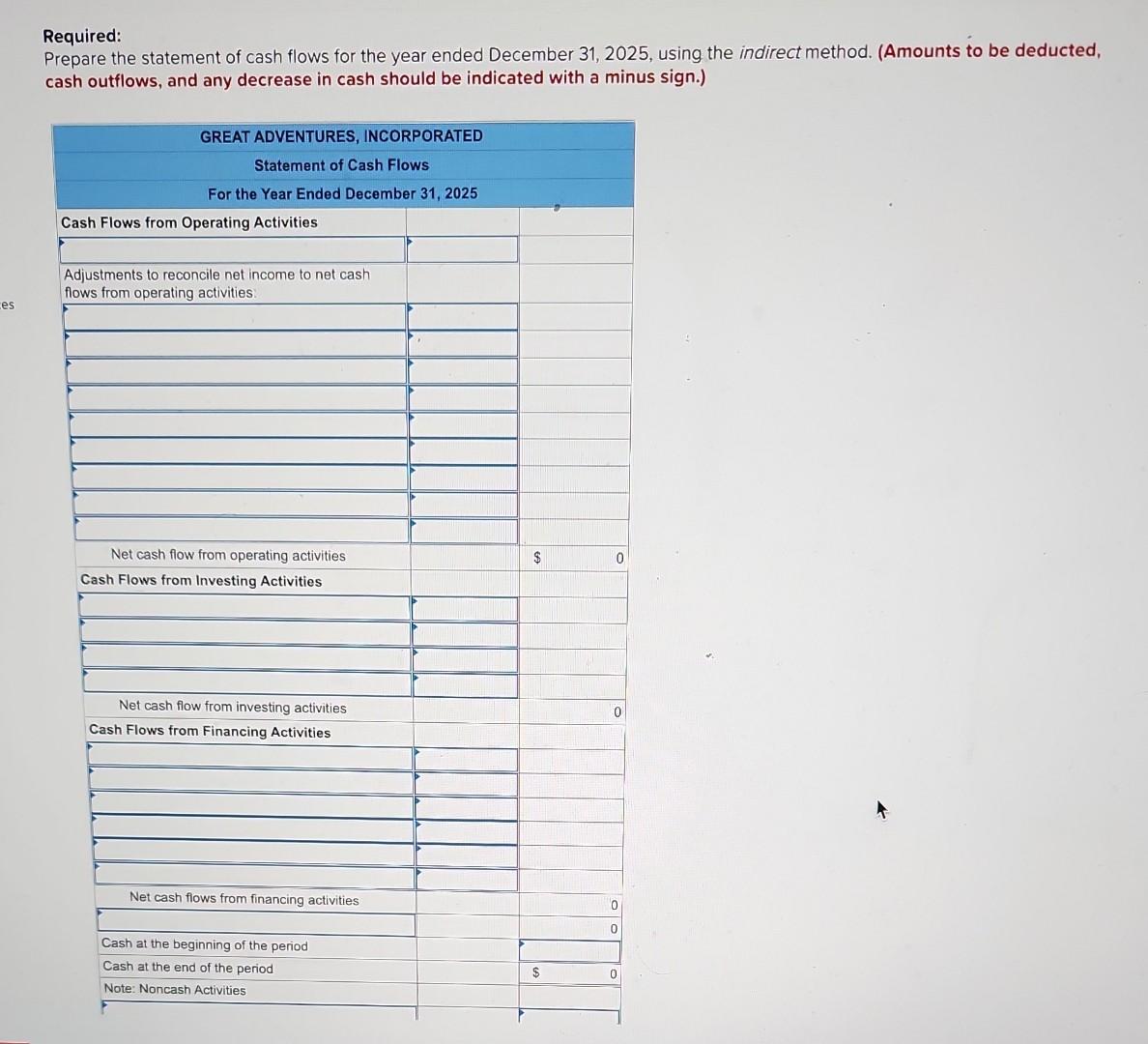  can you solve this table please Required: Prepare the statement of