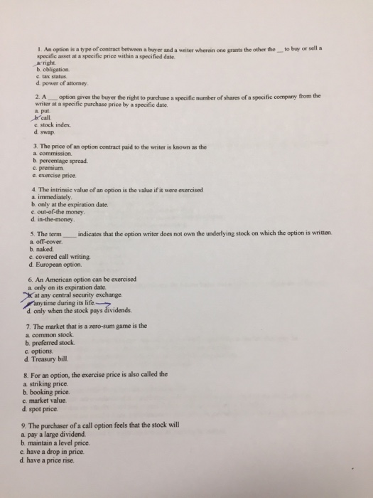  I need 3-4-5-8-9 pleasee I. An option is a type of