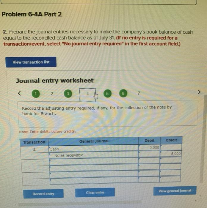 Preparing a bank reconciliation and recording adjustments LO P3 [The following information