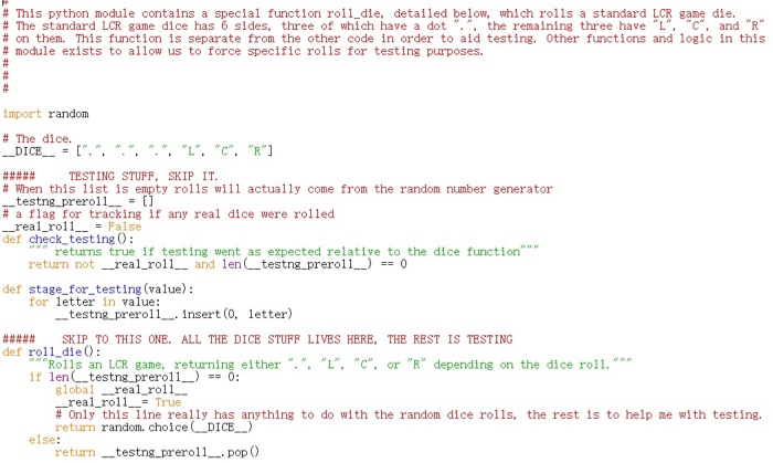  # This python module contains a special function roll_die, detailed below,